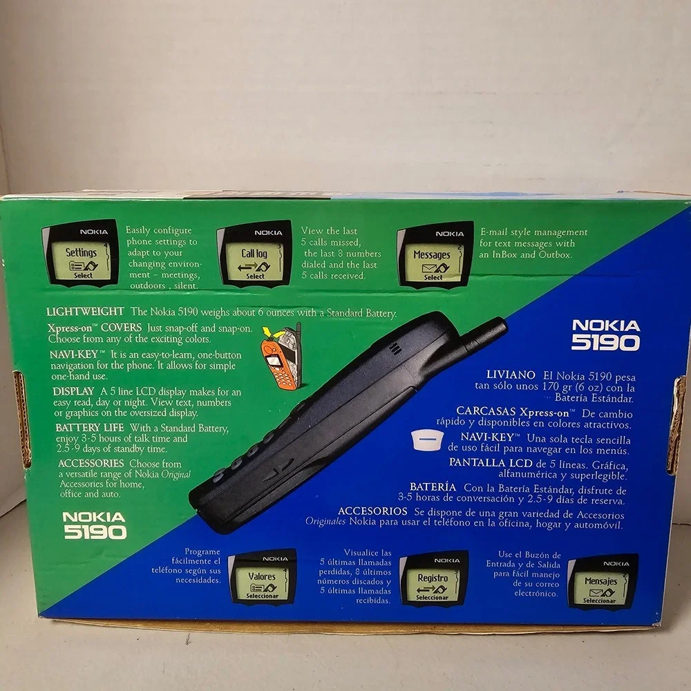 Y2K Nokia 5190 Cell Phone Bundle Brick Candy Bar Charger Case Tested Prop Analog